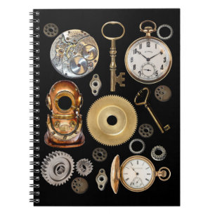 Cuaderno Objetos Steampunk Gears Pocket watch Skeleton Key