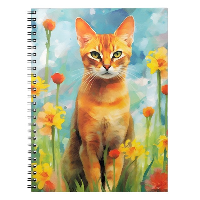 Cuaderno Obra colorida de color de gato abisino (Frente)