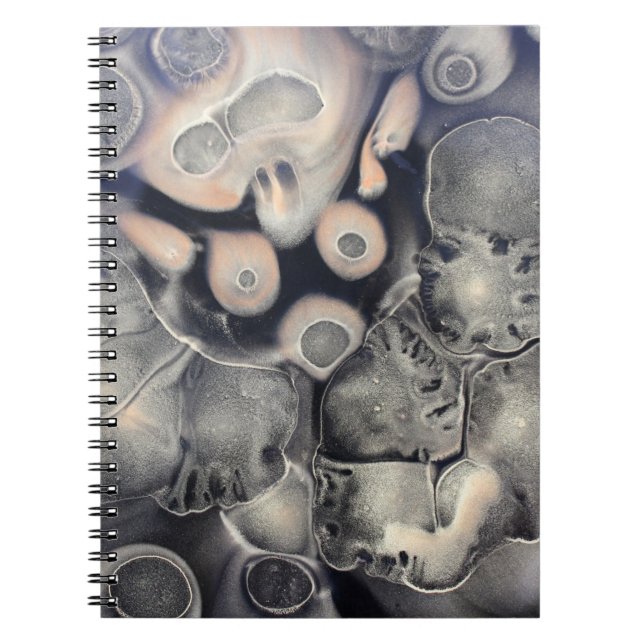 Cuaderno Obra de arte abstracta gris y rosa (Frente)