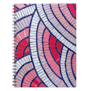 Cuaderno Obra de arte abstracta roja, blanca, negra y rosa