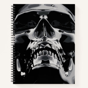 Cuaderno Obra de arte de cráneo metálico brillante