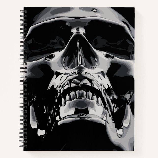 Cuaderno Obra de arte de cráneo metálico brillante (Anverso)