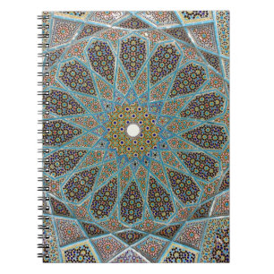 Cuaderno Obra de arte de kaleido floral verde azulada, marr