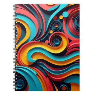 Cuaderno Obra de arte de las olas coloridas de papel
