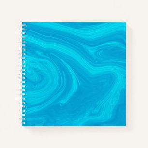 Cuaderno Obra de arte elegante de mármol líquido azul  