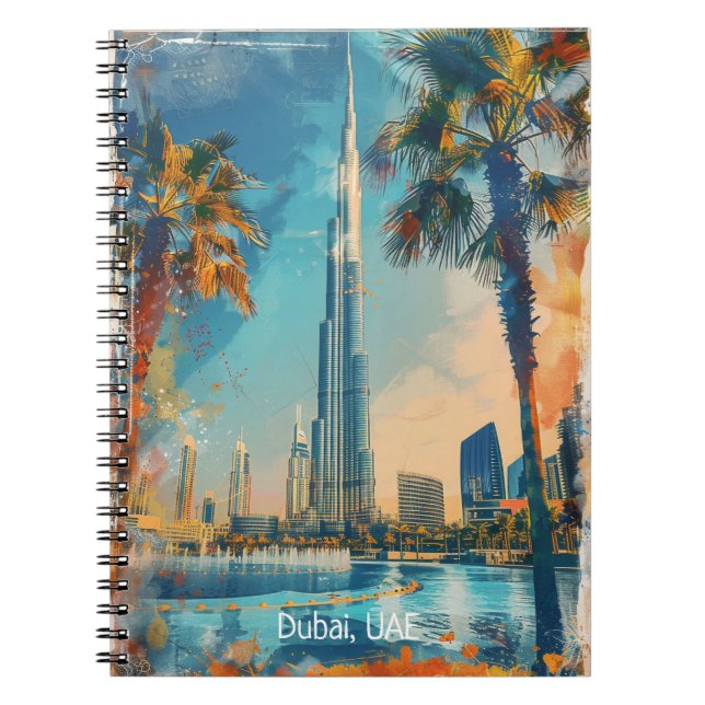 Cuaderno Obras de arte de Burj Khalifa de los Emiratos Árab (Frente)