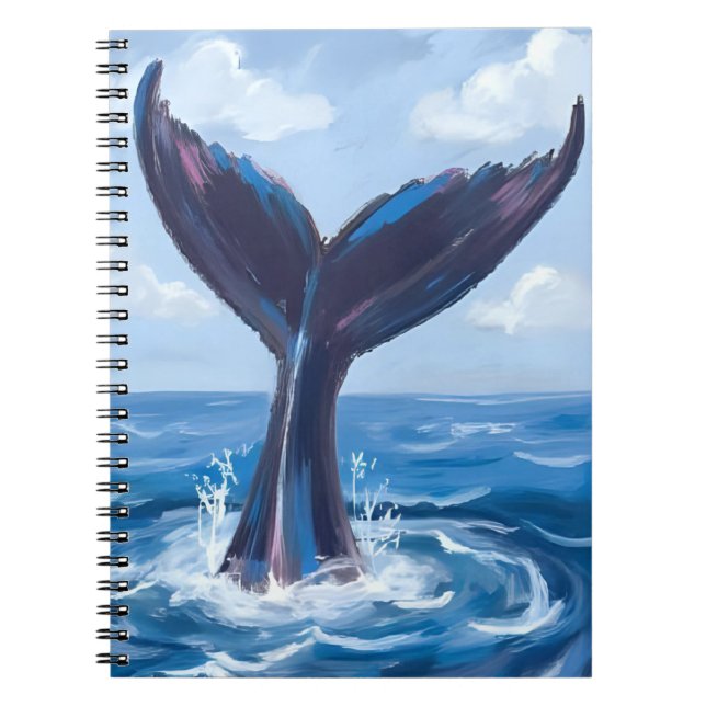 Cuaderno Observación de Ballenas | Acuarela de Océano Azul (Frente)