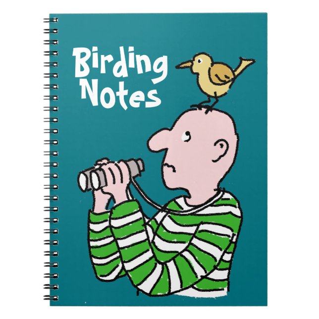 Cuaderno Observador de aves de dibujos animados y ave (Frente)