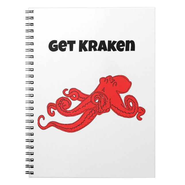 Cuaderno Obtener Kraken Pulpo Rojo Divertido Retro Caricatu (Frente)