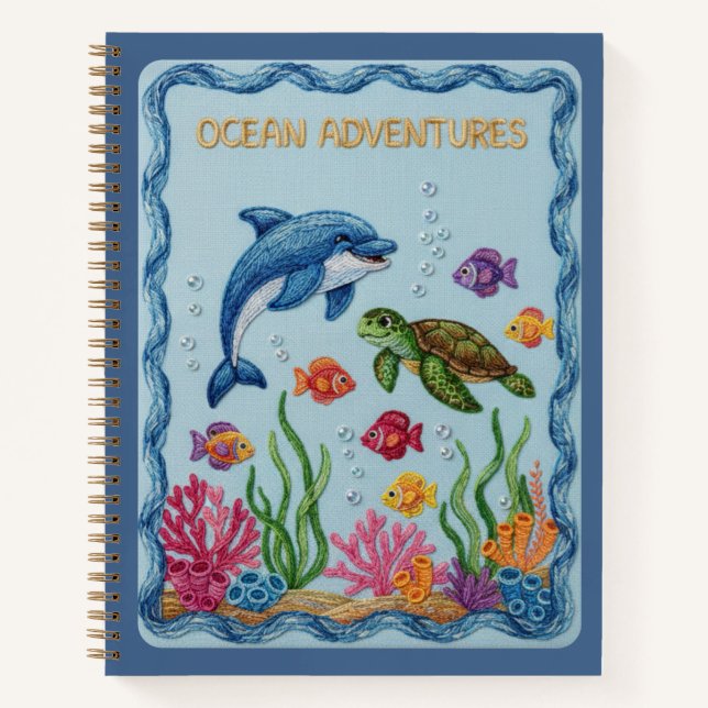 Cuaderno Ocean Adventures Embroidered Dolphin & Turtle (Anverso)