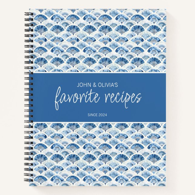 Cuaderno Ocean Blue Custom Name Recetas favoritas de recién (Anverso)
