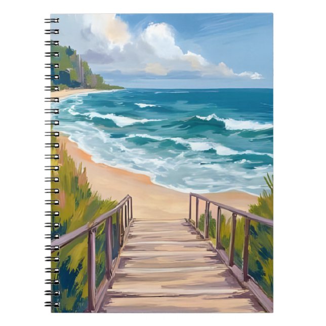 Cuaderno Ocean Boardwalk | Beach Waves Coastal (Frente)