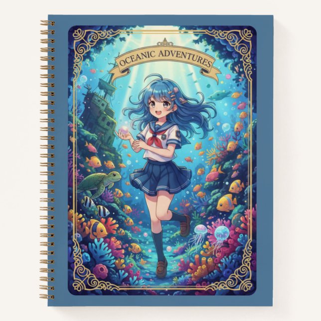 Cuaderno Oceanic Adventures Anime Girl Underwater Journal (Anverso)