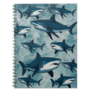 Cuaderno Océano azul verde olas de playa de verano tiburón