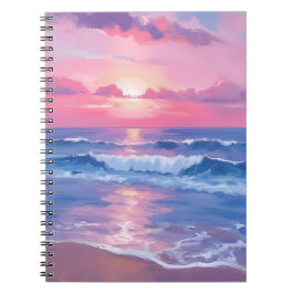 Cuaderno Océano Pintado de Rosa | Acuarela Costera Pastel