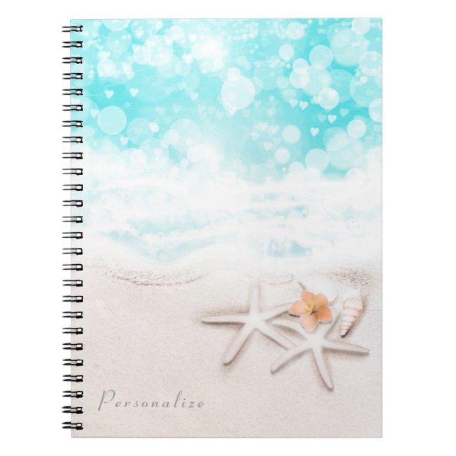 Cuaderno Océano tropical azul de la playa de arena blanca (Frente)