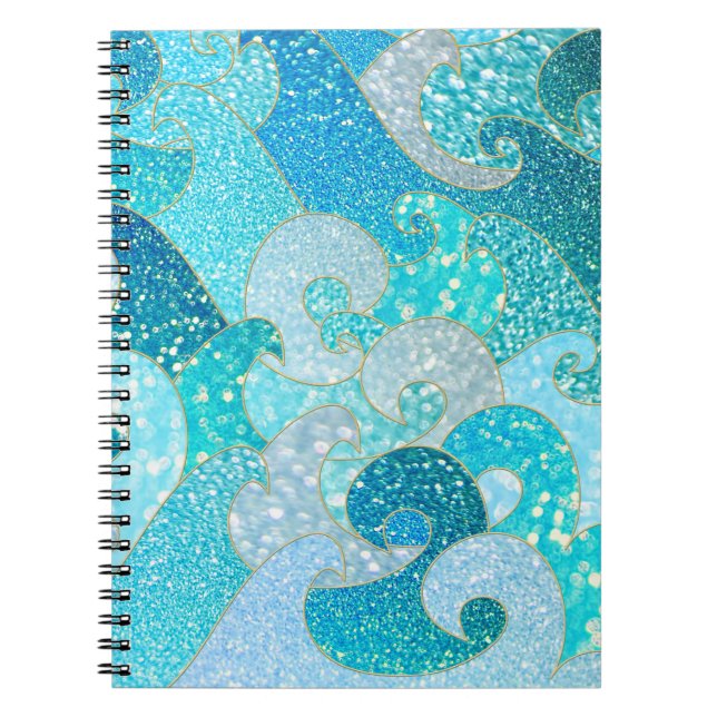 Cuaderno Océano verde azulado del oro de la sirena del (Frente)