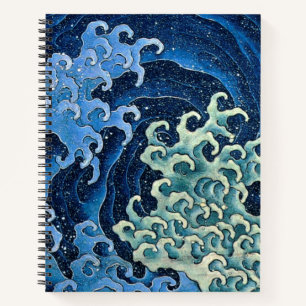Cuaderno Océano vintage de ola femenina de Hokusai