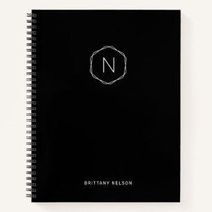 Cuaderno Octagon blanco negro monograma moderno