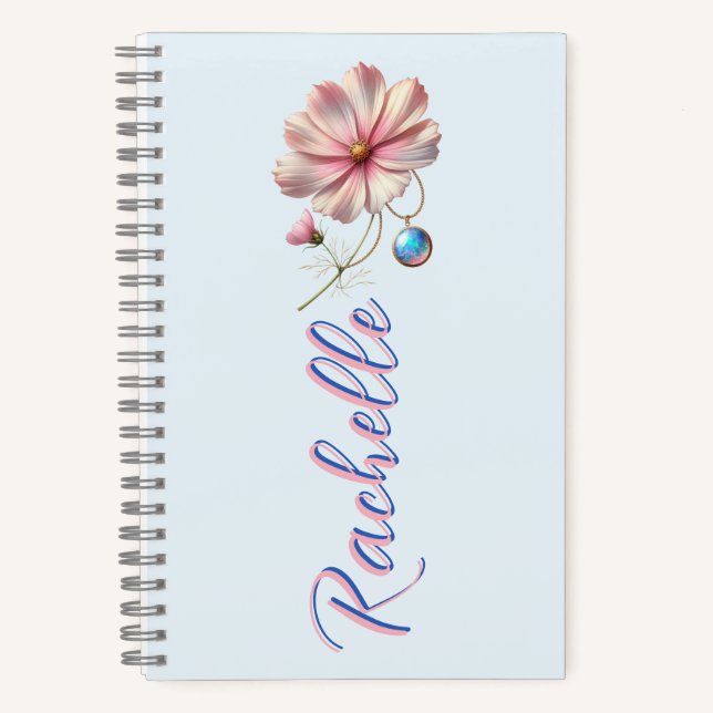 Cuaderno October Bloom & Gemstone Muse – Personalized Birth (Anverso)