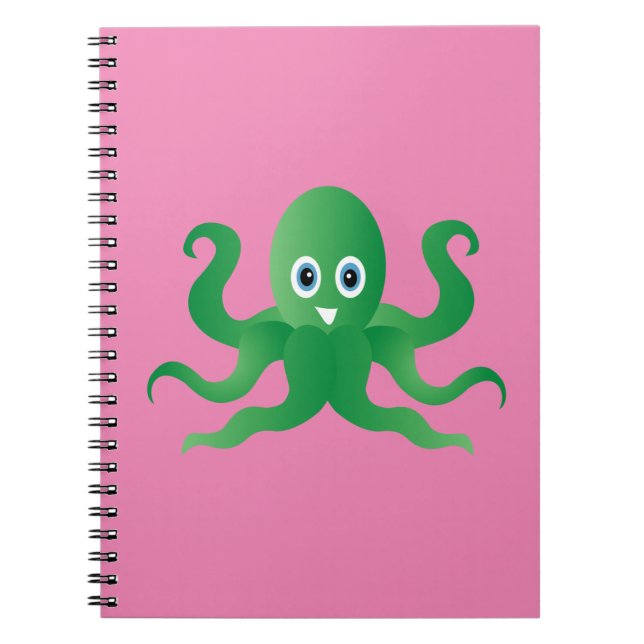 Cuaderno Octopi verde divertido (Frente)
