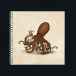 Cuaderno Octopus con flask Steampunk Chemistry Science<br><div class="desc">Un pulpo que sostiene un matraz de laboratorio es la manera perfecta de mostrar tu amor por la biología marina y la ciencia. Esta obra de arte original está disponible en Mozartini.</div>