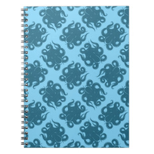 Cuaderno Octopus En Patrón Azul