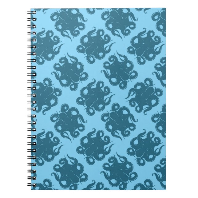 Cuaderno Octopus En Patrón Azul (Frente)