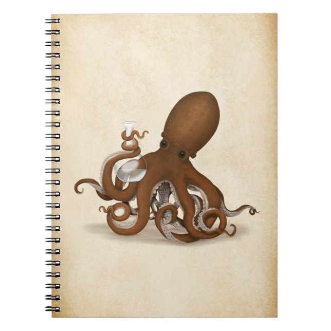Cuaderno Octopus Holding Chemistry Flask Steampunk Science (Frente)