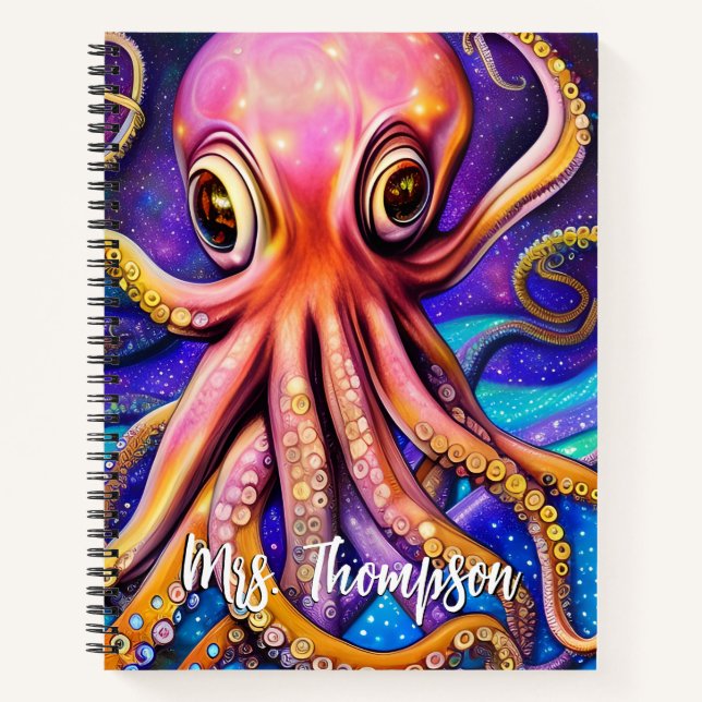 Cuaderno Octopus oceánico con nombre personalizado (Anverso)