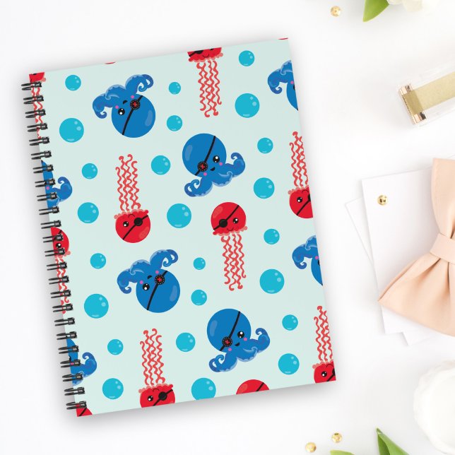 Cuaderno Octopus pirata, medusas piratas, animales marinos (Subido por el creador)