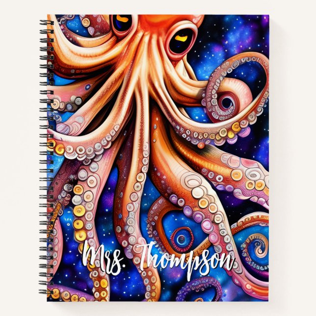Cuaderno Octopus sinusal de la noche de las estrellas azule (Anverso)