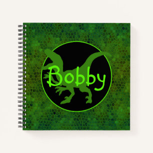 Cuaderno Ocultar dinosaurio verde personalizado