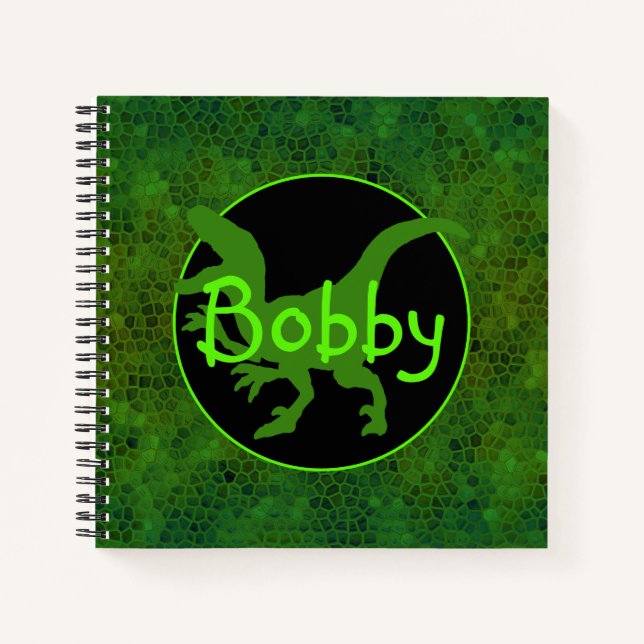 Cuaderno Ocultar dinosaurio verde personalizado (Anverso)