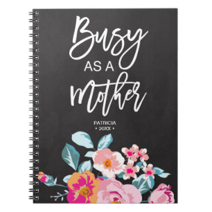 Cuaderno Ocupado Como Mensaje Motivador Floral Chalk Madre