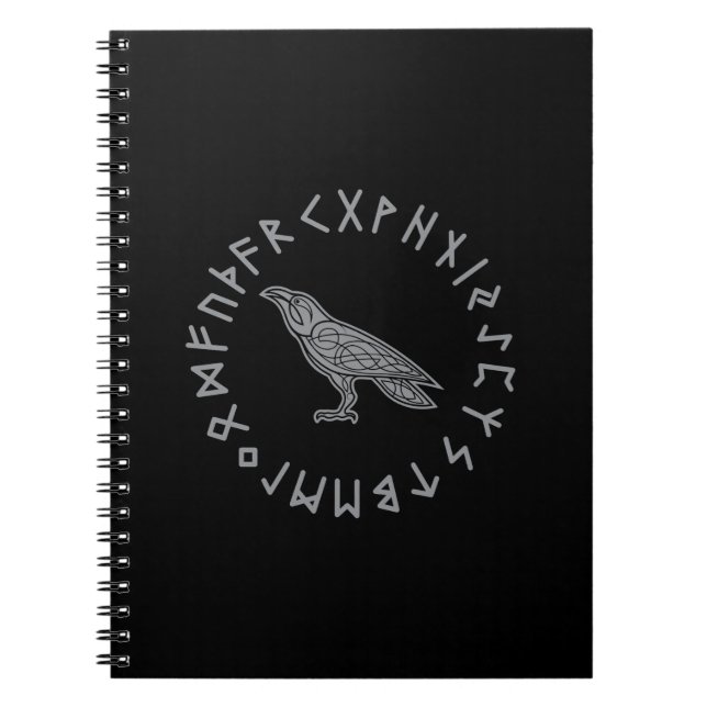 Cuaderno Odin Cuervo Cuervo Mitología Vikinga runas rúnico (Frente)