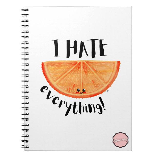 Cuaderno Odio Todo, Naranja Kawaii (Frente)