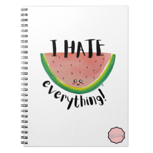 Cuaderno Odio todo, sandía Kawaii