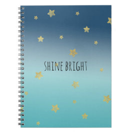 Cuaderno Oferta personalizada de Gold Stars Aqua Blue Ombre