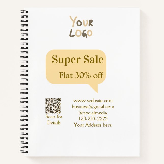 Cuaderno oferta super negocio descuento escanea código QR d (Anverso)