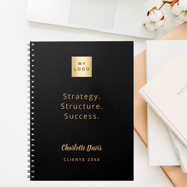 Cuaderno Ofertas de citas con motivos de oro negro con logo (Subido por el creador)