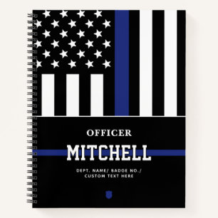 Cuaderno Oficial de Policía Personalizado Línea Azul Delgad