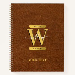 Cuaderno Oficina de Monograma Antiguo Faux Leather & Gold