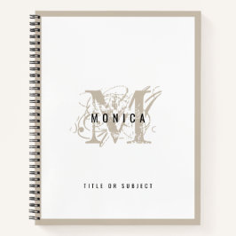 Cuaderno Oficina de Monograma Rústico Moderno Beige de moda