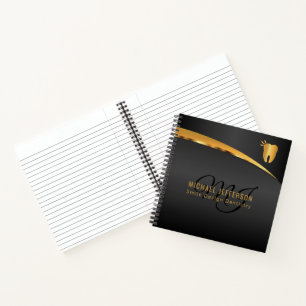Cuaderno Oficina dental monograma - negro y oro