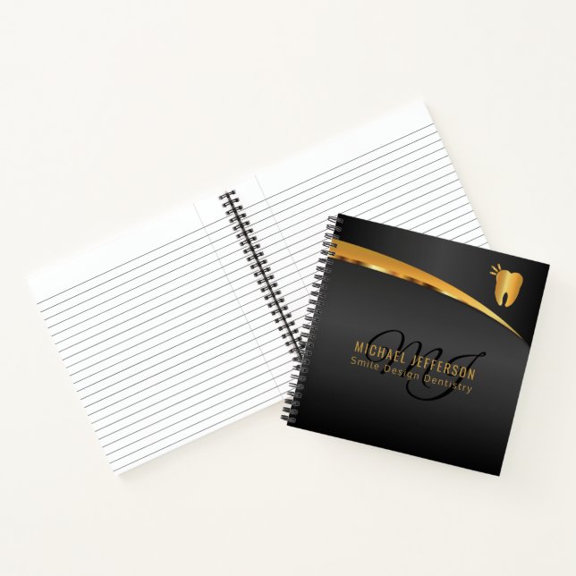 Cuaderno Oficina dental monograma - negro y oro (Interior)