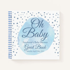 Cuaderno Oh Baby Blue Moon & Stars Watercolor Guest Book