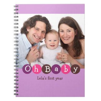 Cuaderno Oh Baby first year family pink purple dot journal