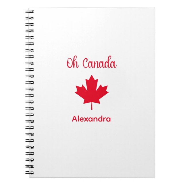 Cuaderno Oh Canadá | Elegante hoja de arce rojo (Frente)