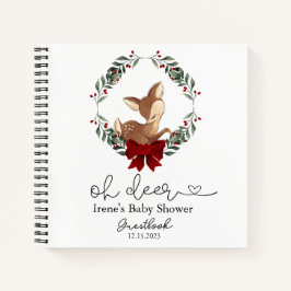 Cuaderno Oh Deer Winter Greenery Baby Shower Guestbook